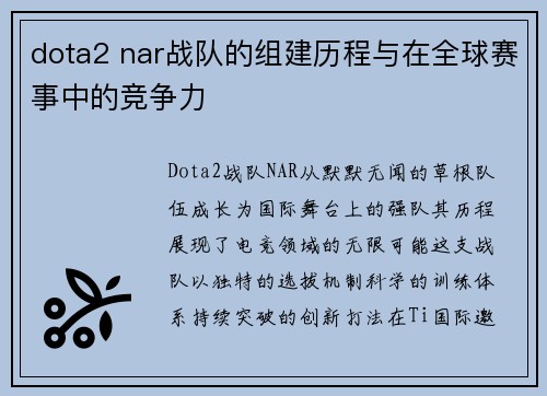 dota2 nar战队的组建历程与在全球赛事中的竞争力